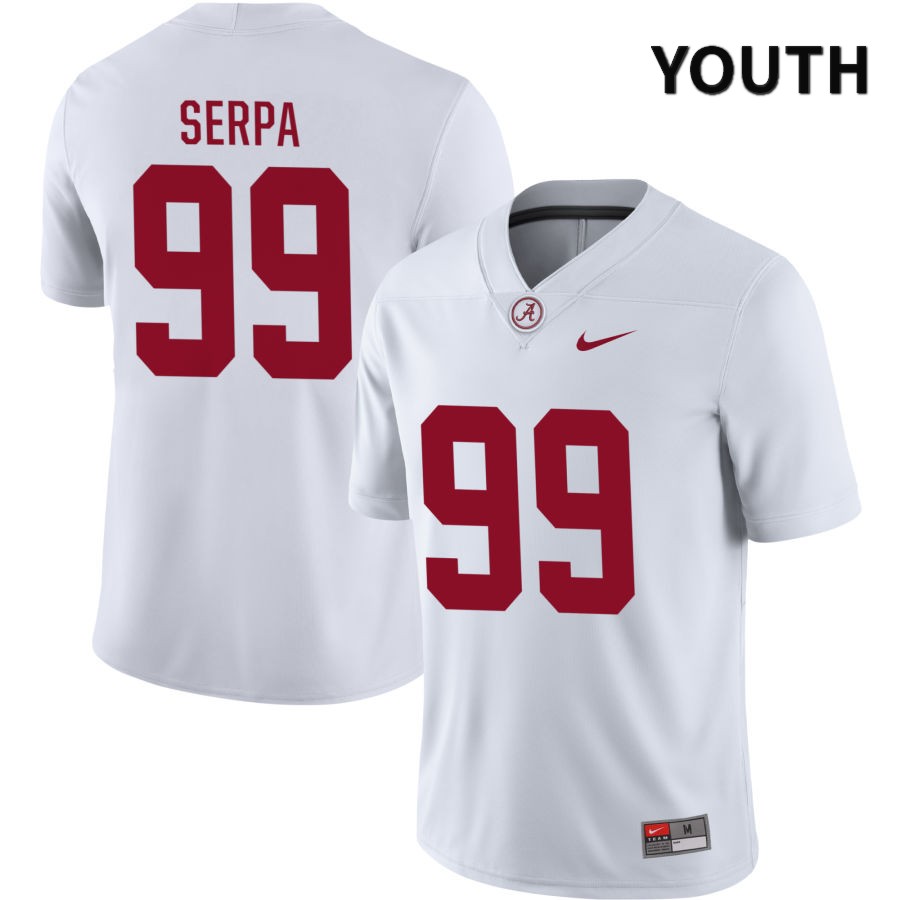Alabama Crimson Tide Youth Nick Serpa #99 NIL White 2022 NCAA Authentic Stitched College Football Jersey MN16U57FR